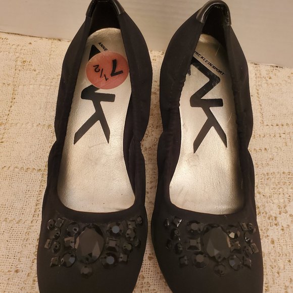 ANNE KLEIN RELAXED WEDGE FOLDABLE FLATS BLACK - Picture 4 of 9